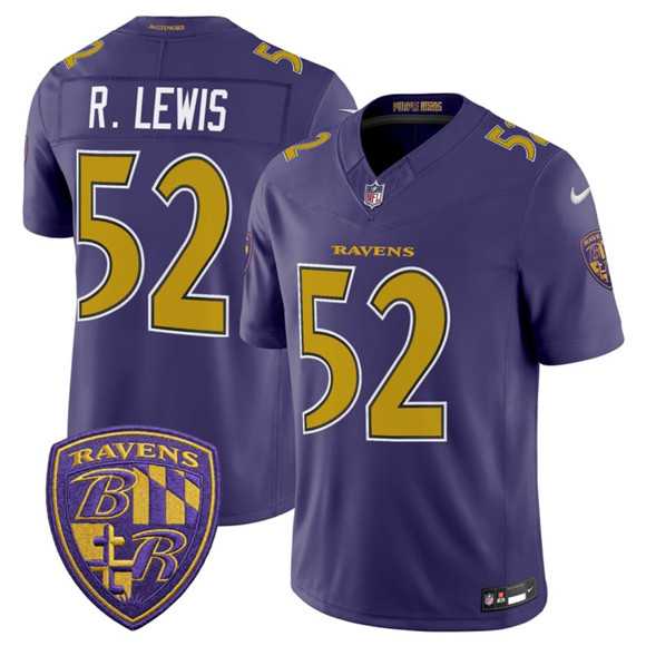 Men%27s Baltimore Ravens #52 Ray Lewis Purple 2026 F.U.S.E. Alternate Vapor Limited Stitched Jersey Dzhi