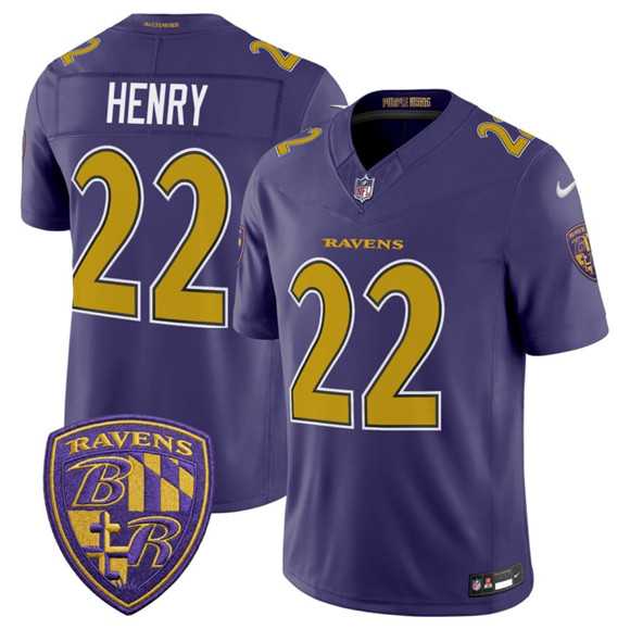 Men%27s Baltimore Ravens #22 Derrick Henry Purple 2026 F.U.S.E. Alternate Vapor Limited Stitched Jersey Dzhi