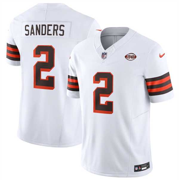 Men%27s Cleveland Browns #2 Shedeur Sanders White 2026 1946 Collection F.U.S.E. Vapor Limited Stitched Jersey Dzhi