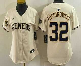 Women%27s Milwaukee Brewers #32 Jacob Misiorowski Cream Limited Jersey