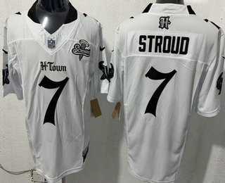 Men%27s Houston Texans #7 CJ Stroud Limited White Screwstan FUSE Vapor Jersey Dzhi