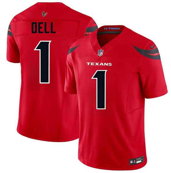 Men%27s Houston Texans #1 Tank Dell Red 2024 Alternate Vapor F.U.S.E. Limited Stitched Jersey Dzhi