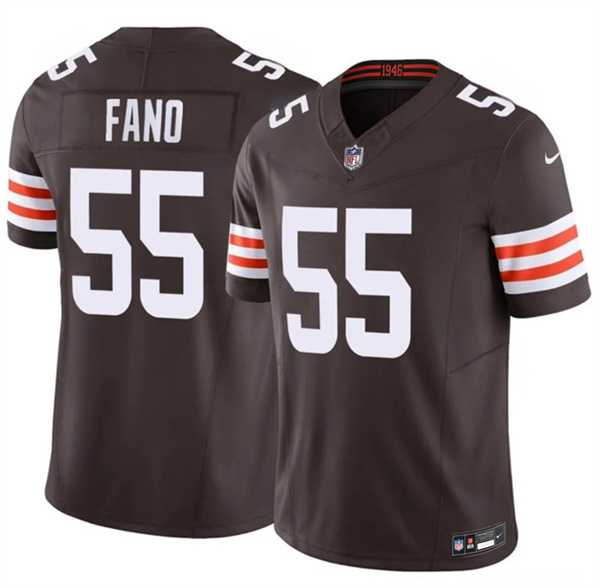 Men%27s Cleveland Browns #55 Spencer Fano Brown 2026 Draft F.U.S.E. Vapor Limited Stitched Jersey Dzhi