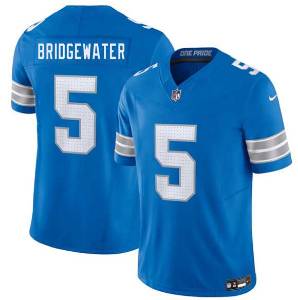 Men%27s Detroit Lions #5 Teddy Bridgewater Blue 2026 F.U.S.E. Vapor Limited Stitched Game Jersey Dzhi