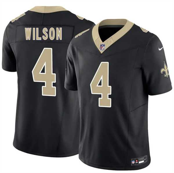 Men%27s New Orleans Saints #4 Zach Wilson Black 2026 F.U.S.E. Vapor Limited Stitched Jersey Dzhi