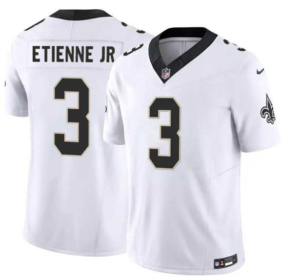 Men%27s New Orleans Saints #3 Travis Etienne Jr White 2026 F.U.S.E Vapor Limited Stitched Jersey Dzhi