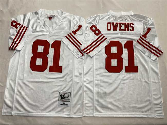 Men%27s New York Giants #81 Terrell Owens White Throwback Football Stitched Jersey