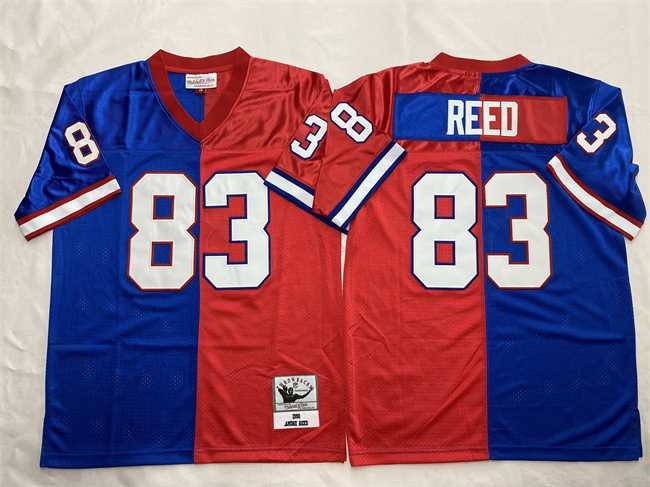 Men%27s Buffalo Bills #83 Andre Reed Blue Red Splite Throwback Stitched Jersey