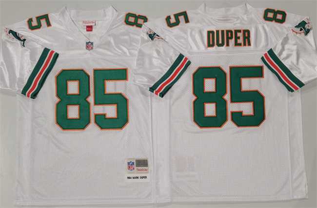 Men%27s Miami Dolphins #85 Mark Duper White Throwback Stitched Football Jersey