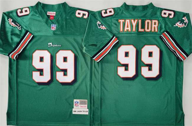 Men%27s Miami Dolphins #99 Jason Taylor Aqua Throwback Stitched Football Jersey
