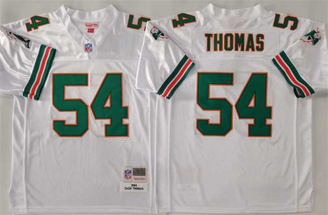 Men%27s Miami Dolphins #54 Zach Thomas White Throwback Stitched Football Jersey