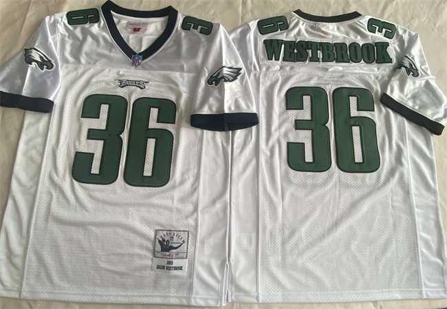Men%27s Philadelphia Eagles #36 Brian Westbrook White Throwback Stitched Football Jersey
