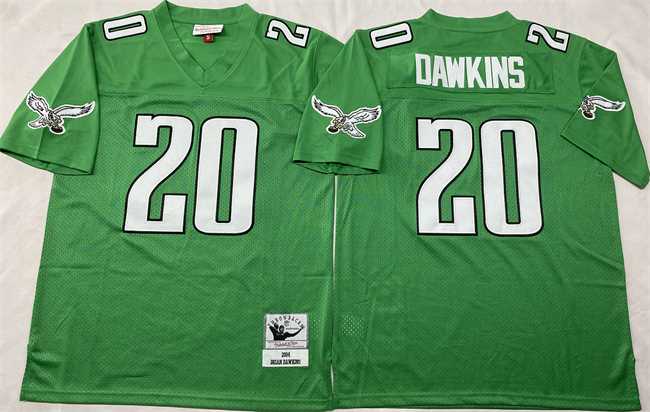 Men%27s Philadelphia Eagles #20 Brian Dawkins Kelly Green Throwback Stitched Football Jersey
