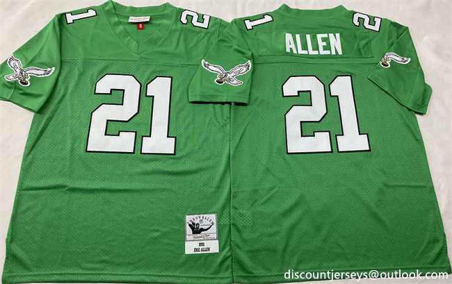 Men%27s Philadelphia Eagles #21 Eric Allen Kelly Green Throwback Stitched Football Jersey