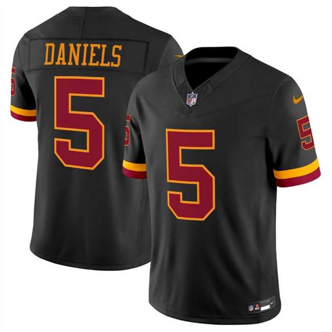 Men%27s Washington Commanders #5 Jayden Daniels Black 2026 F.U.S.E. Hail Raiser Alternate Vapor Limited Stitched Jersey Dzhi