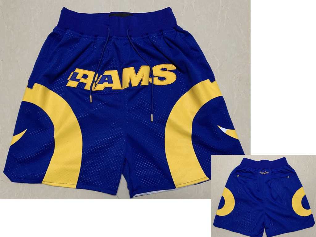 Men%27s Los Angeles Rams Royal Blue Just Don Shorts (Run Small)