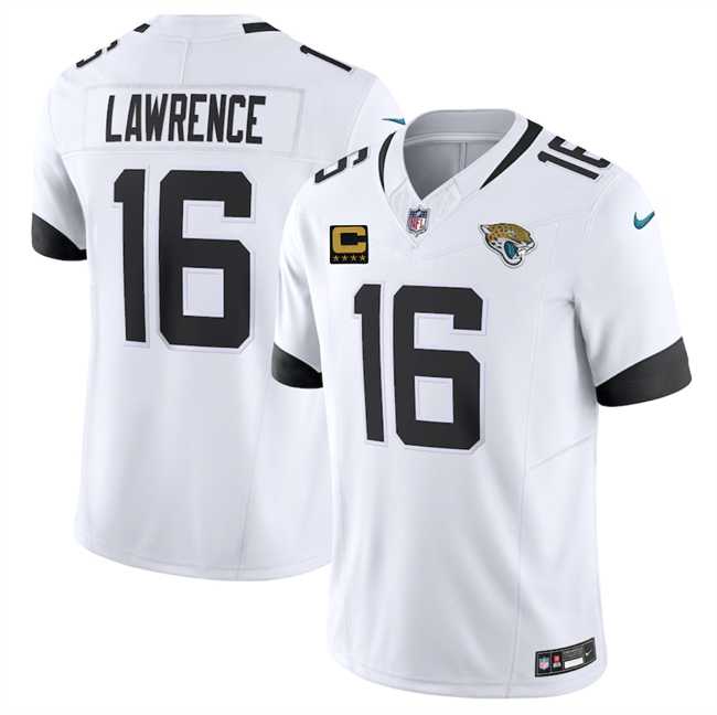 Men%27s Jacksonville Jaguars #16 Trevor Lawrence White 2025 F.U.S.E. With 4-Star C Patch Vapor Limited Stitched Jersey Dzhi