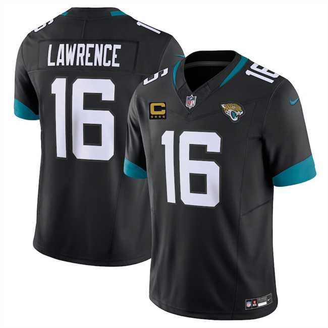 Men%27s Jacksonville Jaguars #16 Trevor Lawrence Black 2025 With 4-Star C Patch F.U.S.E. Vapor Limited Stitched Jersey Dzhi