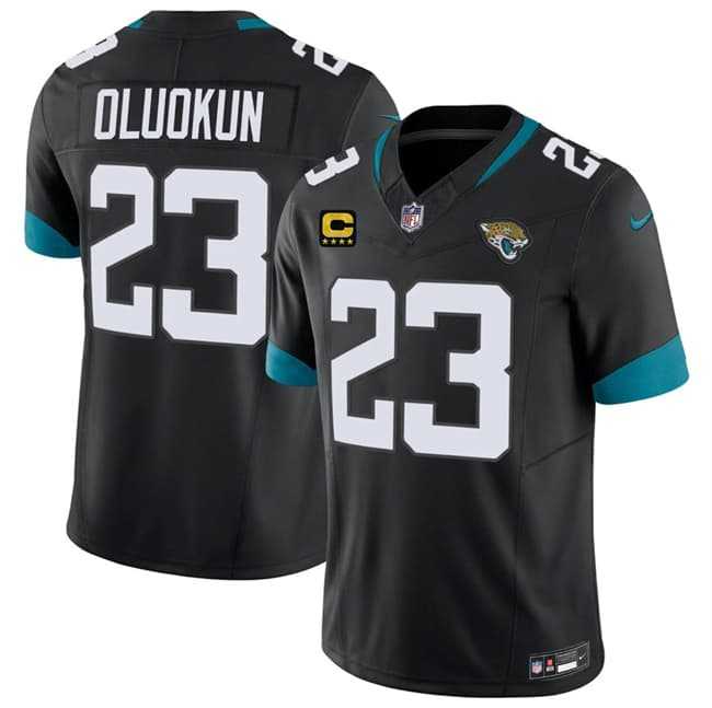 Men%27s Jacksonville Jaguars #23 Foyesade Oluokun Black 2026 F.U.S.E. 4-Star C Patch Vapor Limited Stitched Jersey Dzhi