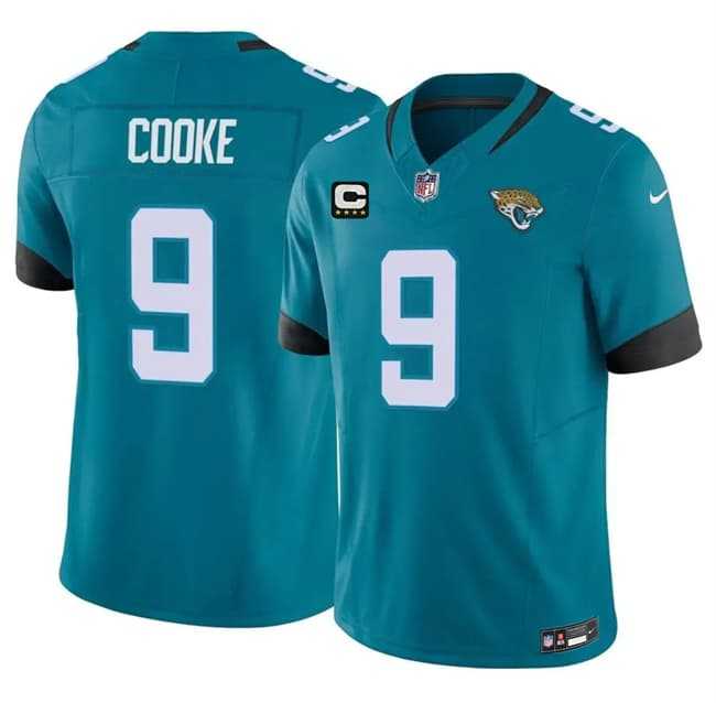Men%27s Jacksonville Jaguars #9 Logan Cooke Teal 2026 F.U.S.E. 4-Star C Patch Vapor Limited Stitched Jersey Dzhi