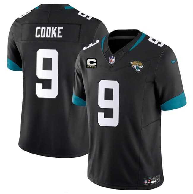 Men%27s Jacksonville Jaguars #9 Logan Cooke Black 2026 F.U.S.E. 4-Star C Patch Vapor Limited Stitched Jersey Dzhi