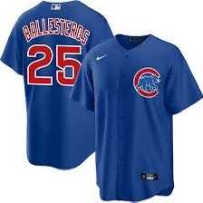 Men%27s Chicago Cubs #25 Moises ballesteros Blue Cool Base Stitched Jersey Dzhi