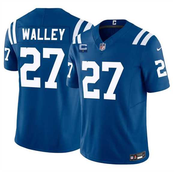 Men%27s Indianapolis Colts #27 Justin Walley Blue 2026 F.U.S.E. 1-Star C Patch Vapor Limited Stitched Jersey Dzhi