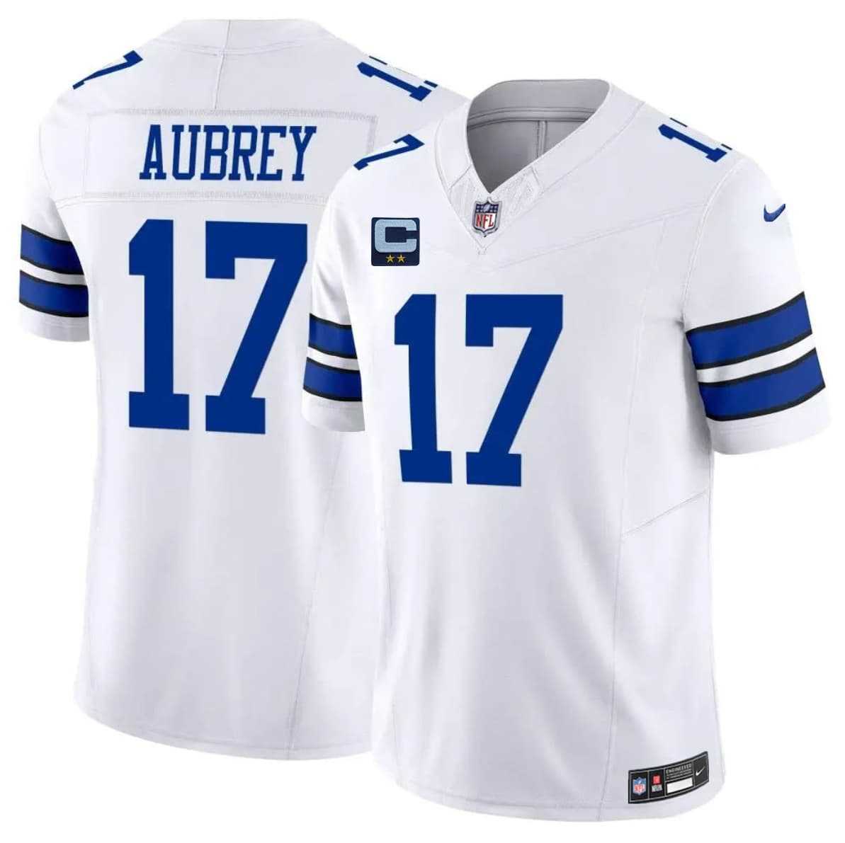 Men%27s Dallas Cowboys #17 Brandon Aubrey White 2026 With 2-Star C Patch F.U.S.E. Vapor Untouchable Limited Stitched Jersey