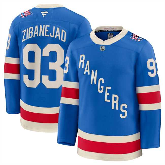 Men%27s New York Rangers #93 Mika Zibanejad Blue Centennial Stitched Jersey Dzhi