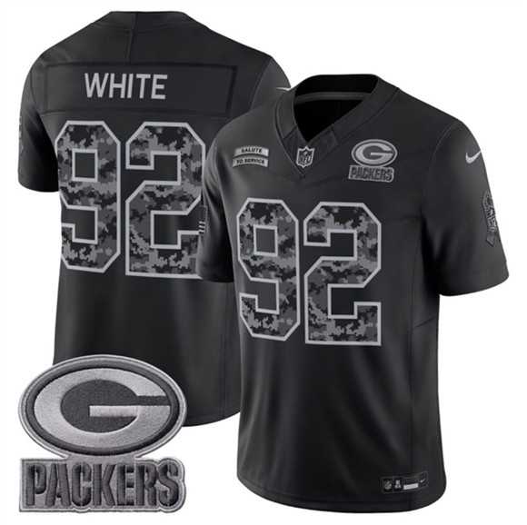 Men%27s Green Bay Packers #92 Reggie White Black 2026 F.U.S.E. Salute to Service Limited Stitched Jersey