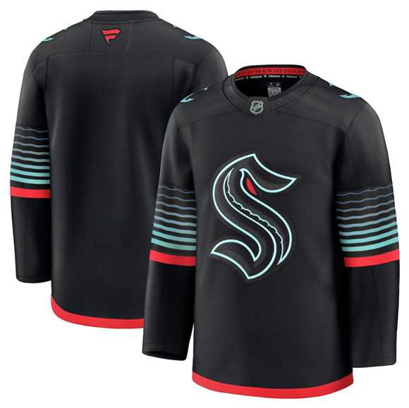 Men%27s Seattle Kraken Blank Black Alternate Stitched Jersey Dzhi