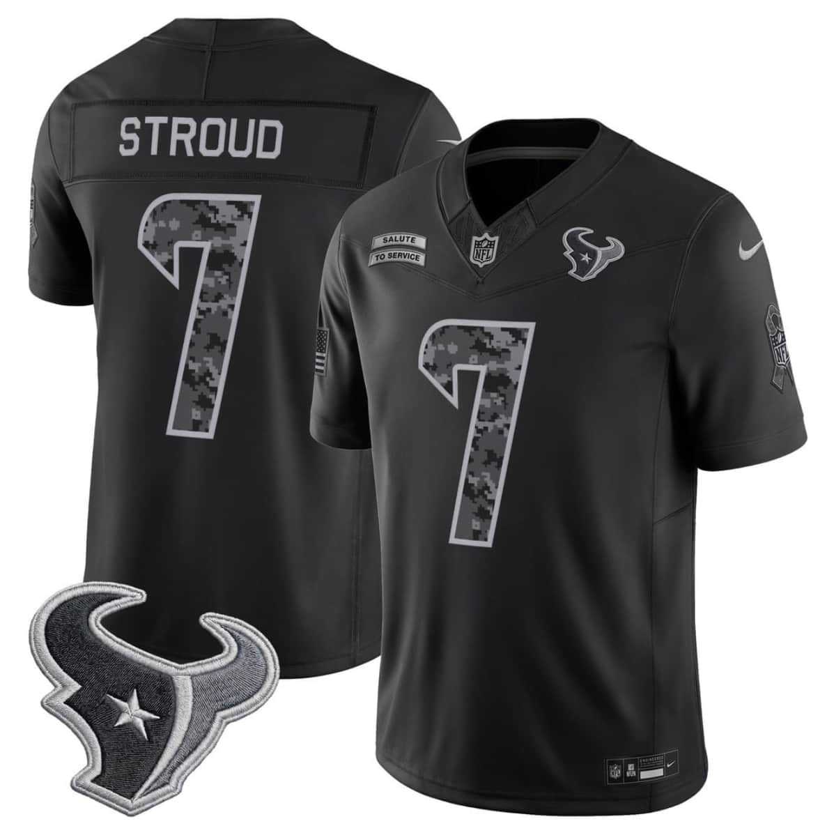 Men%27s Houston Texans #7 C.J. Stroud Black F.U.S.E. 2026 Salute to Service Limited Stitched Jersey