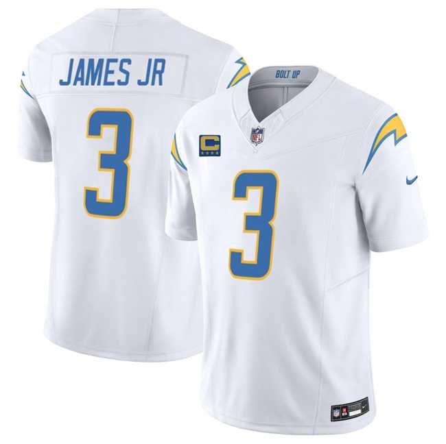 Men%27s Los Angeles Chargers #3 Derwin James JR White 2025 F.U.S.E With 4-Star C Patch Vapor Limited Stitched Jersey Dzhi
