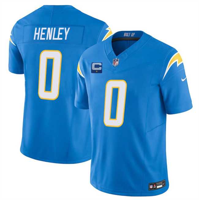 Men%27s Los Angeles Chargers #0 Daiyan Henley Blue 2025 F.U.S.E With 1-Star C Patch Vapor Limited Stitched Jersey Dzhi
