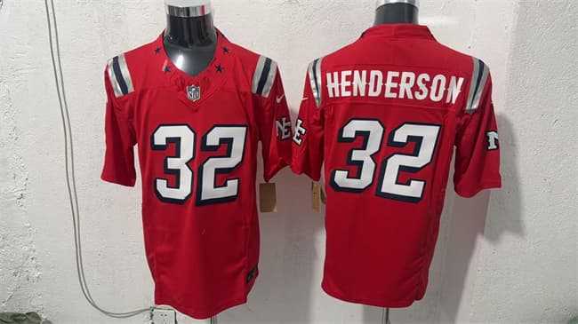 Men%27s New England Patriots #32 TreVeyon Henderson Red F.U.S.E. Vapor Limited Football Stitched Jersey