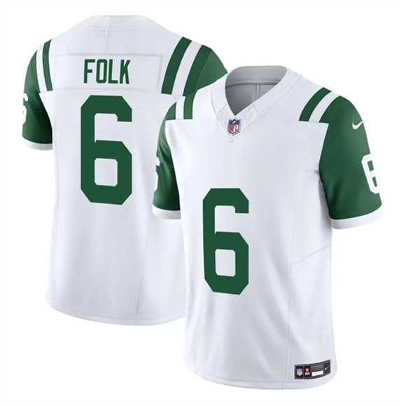 Men%27s New York Jets #6 Nick Folk White 2025 F.U.S.E. Classic Alternate Vapor Untouchable Limited Stitched Jersey