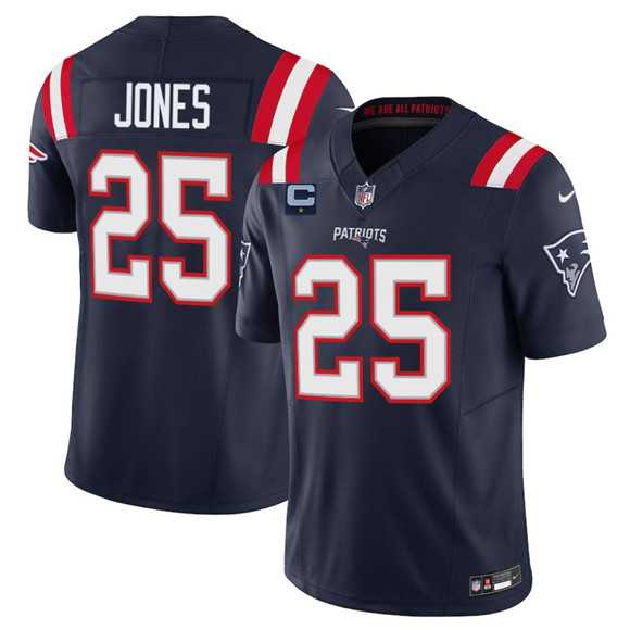 Men%27s New England Patriots #25 Marcus Jones Navy 2025 F.U.S.E. With 1-Star C Patch Vapor Limited Stitched Jersey Dzhi