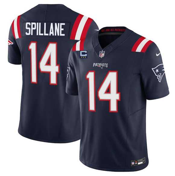 Men%27s New England Patriots #14 Robert Spillane Navy 2025 F.U.S.E. With 3-Star C Patch Vapor Limited Stitched Jersey Dzhi