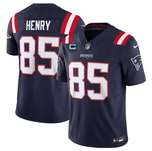 Men%27s New England Patriots #85 Hunter Henry Navy 2025 F.U.S.E. With 4-Star C Patch Vapor Limited Stitched Jersey Dzhi
