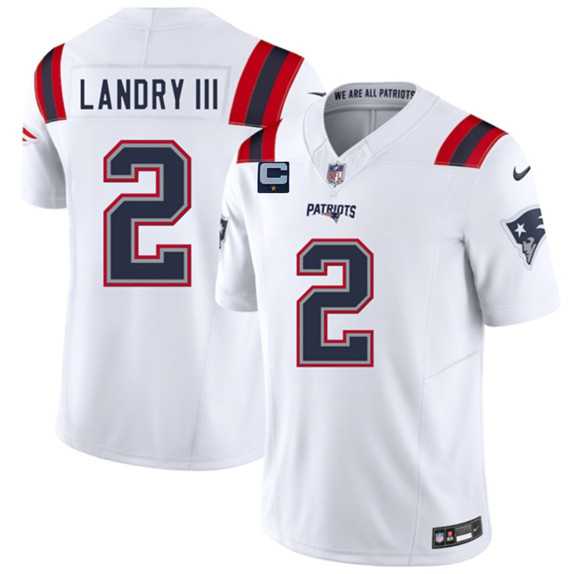 Men%27s New England Patriots #2 Harold Landry III White 2025 F.U.S.E. With 1-Star C Patch Vapor Limited Stitched Jersey Dzhi