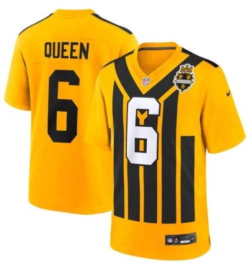 Men%27s Pittsburgh Steelers #6 Patrick Queen Gold 1933 Throwback Alternate Stitched Jersey Dzhi