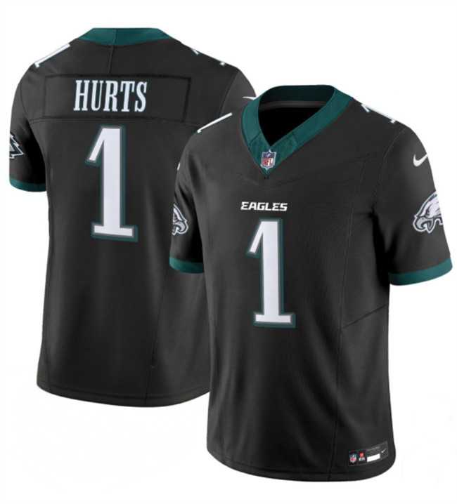 Men%27s Philadelphia Eagles #1 Jalen Hurts Black 2024 New F.U.S.E. Vapor Untouchable Limited Stitched Jersey Dzhi
