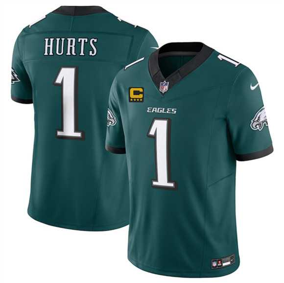 Men%27s Philadelphia Eagles #1 Jalen Jurts Green 2025 F.U.S.E. With 4-Star C Patch Vapor Untouchable Limited Stitched Jersey Dzhi