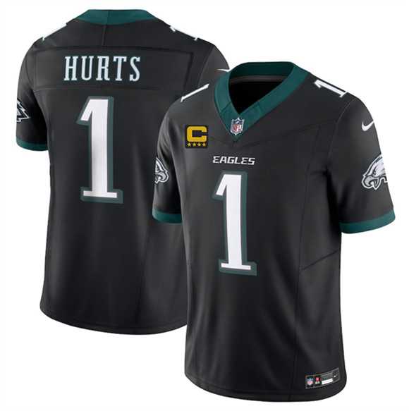 Men%27s Philadelphia Eagles #1 Jalen Jurts Black 2025 F.U.S.E. With 4-Star C Patch Vapor Untouchable Limited Stitched Jersey Dzhi