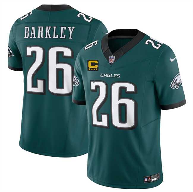 Men%27s Philadelphia Eagles #26 Saquon Barkley Green 2025 F.U.S.E. With 4-Star C Patch Vapor Untouchable Limited Stitched Jersey Dzhi