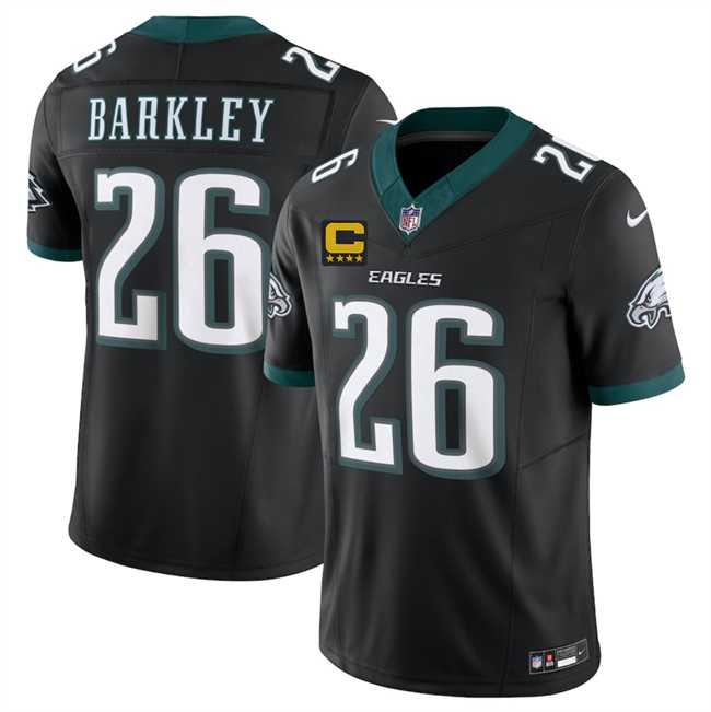 Men%27s Philadelphia Eagles #26 Saquon Barkley Black 2025 F.U.S.E. With 4-Star C Patch Vapor Untouchable Limited Stitched Jersey Dzhi