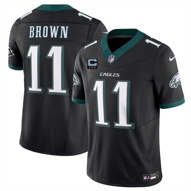 Men%27s Philadelphia Eagles #11 A.J. Brown Black 2025 F.U.S.E. With 3-Star C Patch Vapor Untouchable Limited Stitched Jersey Dzhi
