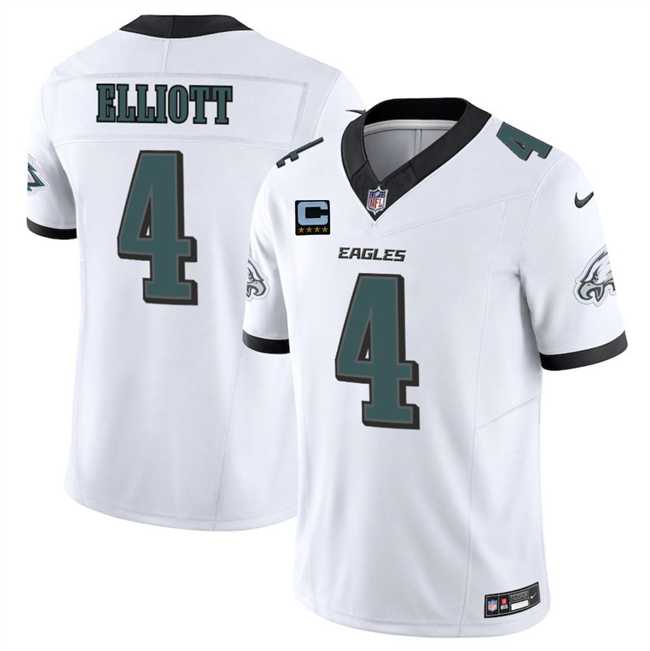 Men%27s Philadelphia Eagles #4 Jake Elliott White 2025 F.U.S.E. With 4-Star C Patch Vapor Untouchable Limited Stitched Jersey Dzhi