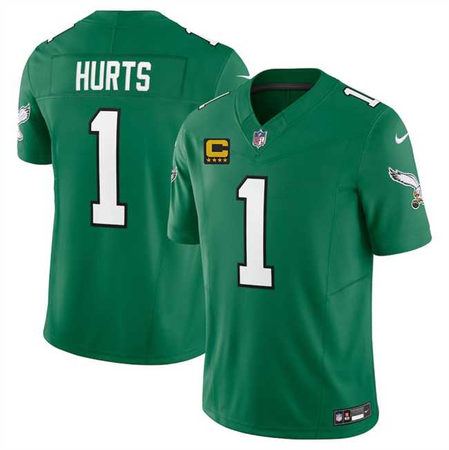 Men%27s Philadelphia Eagles #1 Jalen Jurts Kelly Green 2025 F.U.S.E. With 4-Star C Patch Vapor Untouchable Limited Throwback Stitched Jersey Dzhi