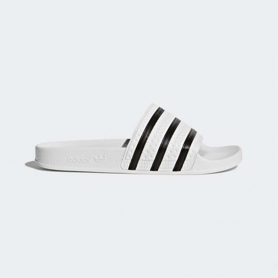 Mens White/Black Adidas Originals Adilette Slides Shoes 311FUBDK